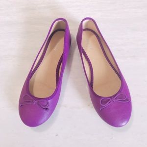 Old Navy Pebbled Vegan Faux Leather Magenta Purple Round Bow Ballet Flats Size 6